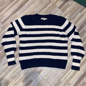 Loft Navy and White Striped Sweater